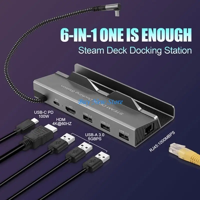 

20CE TYPE C HUB for SteamDeck Dock, 6-in-1 Docking Station HDMI2.0 4K60Hz 1000Mbps