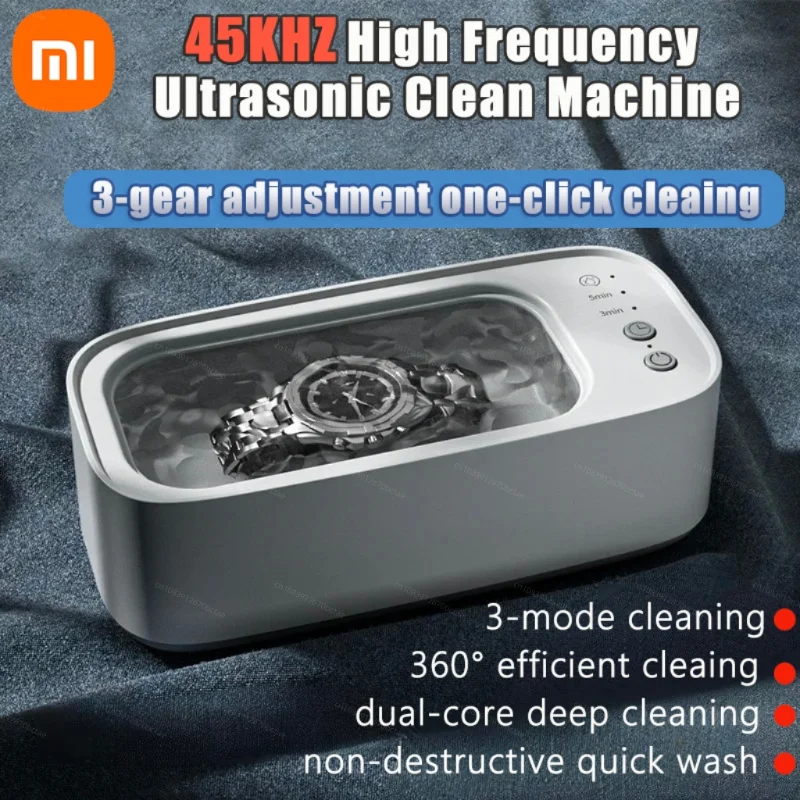 Xiaomi Ultrasonic 360° Cleaner 45KHZ High Frequency Vibration Jewelry Eyelasses Cleaner Timing For Watches Jewelry Makeup Tool