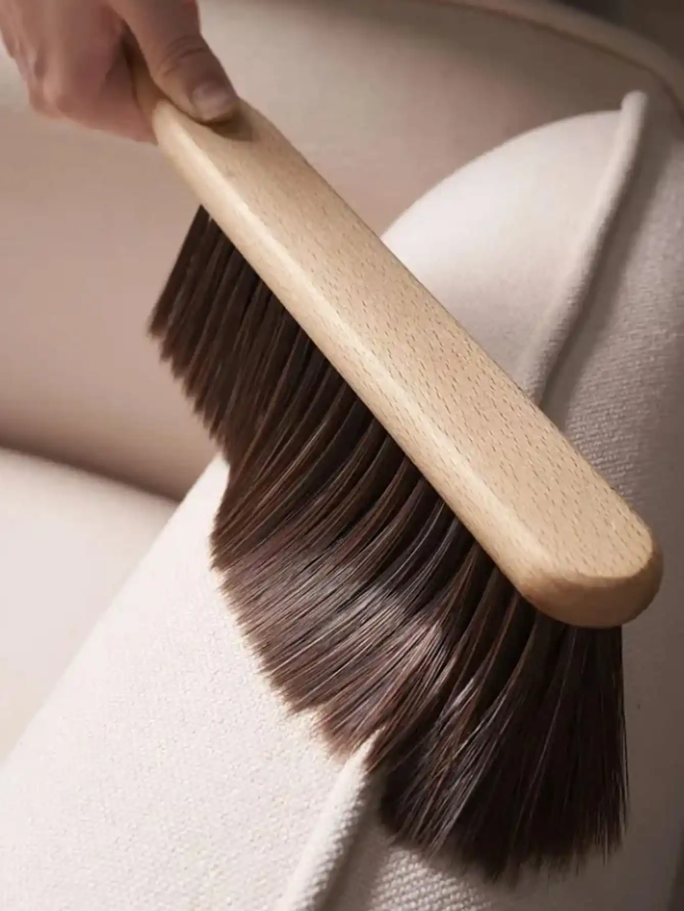 Escoba de mano con mango de madera largo para limpieza del hogar y muebles, 1 unidad