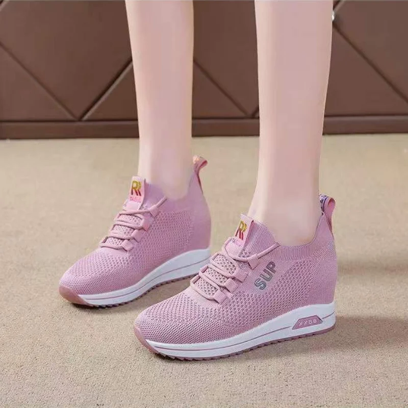 Women Wedges Shoes Platform Shoes 2023 Spring Breathable Casual Shoes Woman Fashion Sneakers Height Increasing Vulcanize Shoes