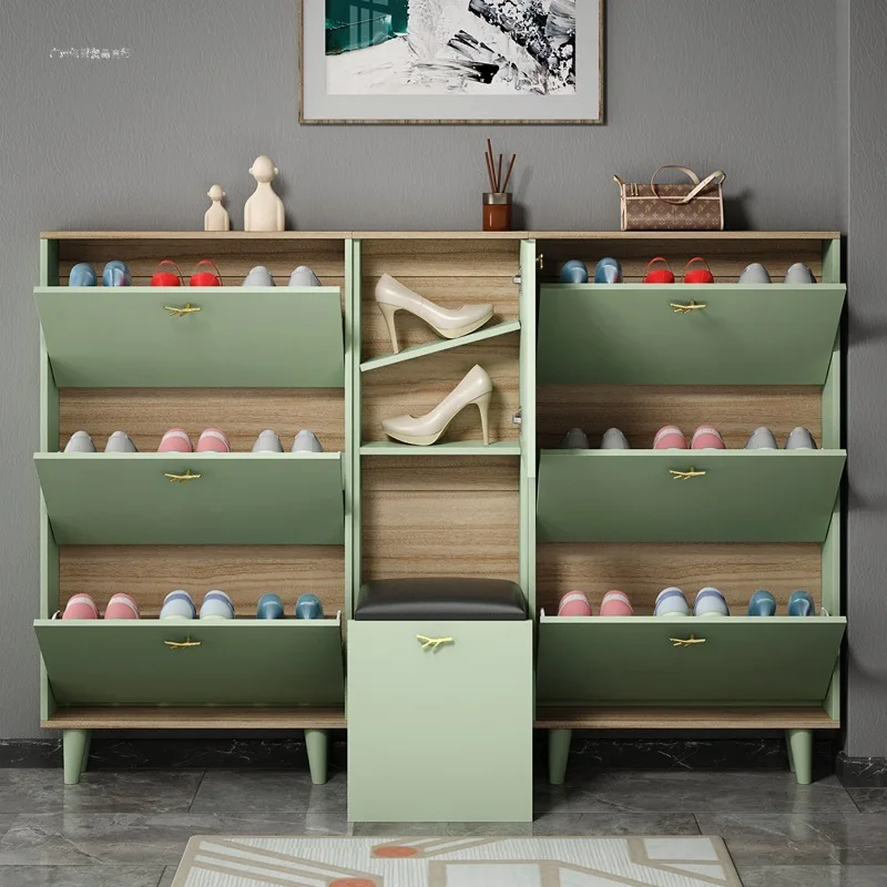 Home Ultra-thin Shoe Cabinet Entrance Porch Simple Modern Small Apartment Narrow Storage Stool Shoe Rack Organize Furnitur