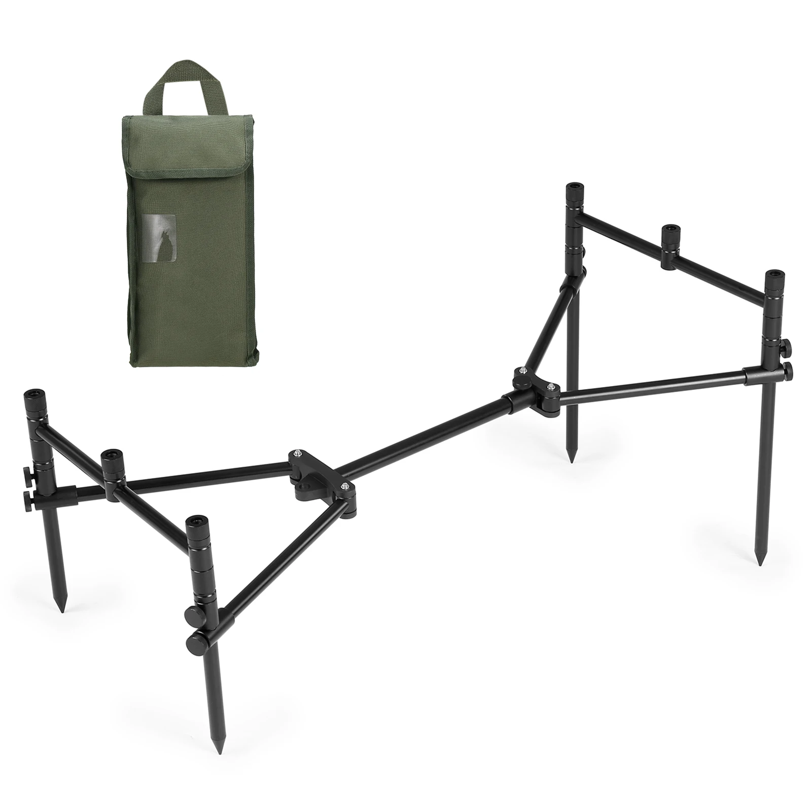 

Detachable Fishing Rod Stand Buzz Bar Pole Rest Head Folding Retractable Fishing Rod Holder with Carry Bag