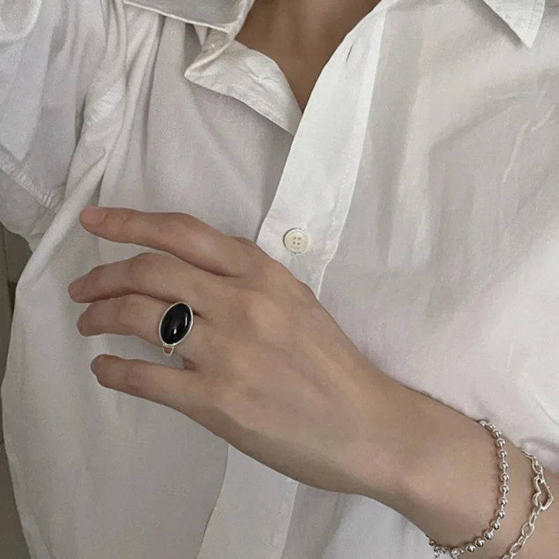 PANJBJ 925 Sterling Silber Mondstein Unregelmäßigen Ring für Frauen Party Geschenk Adjustabler Persönlichkeit Koreanische Dropshipping – Detail 38