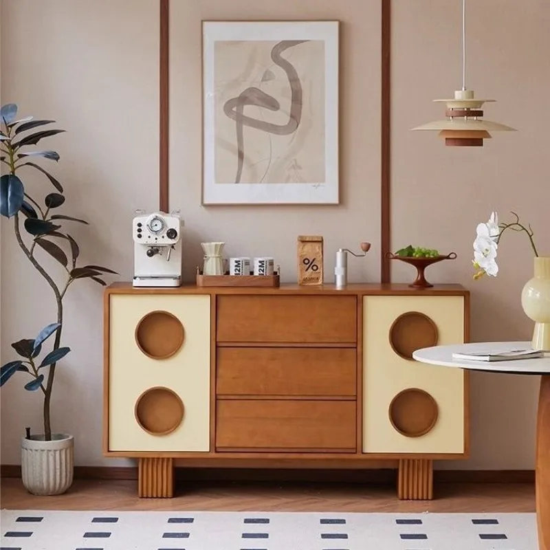 

Cabinet retro solid wood square locker living room simple storage locker multi-functional display dining side