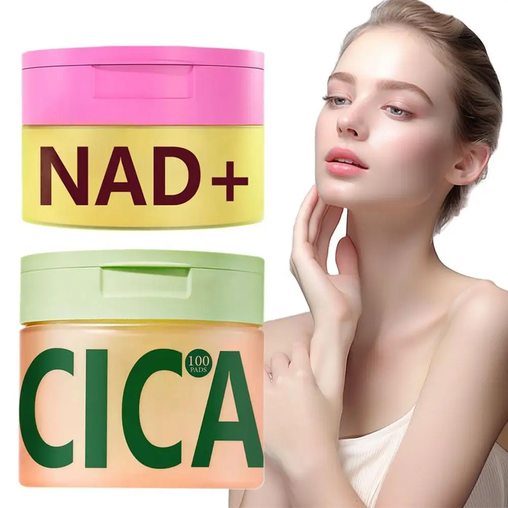 Korean Centella Asiatica 100pcs Soaked Polishing Cotton Pads & NAD+ Anti-Aging Cream, Skin Rejuvenation, Enhance Skin Elasticity