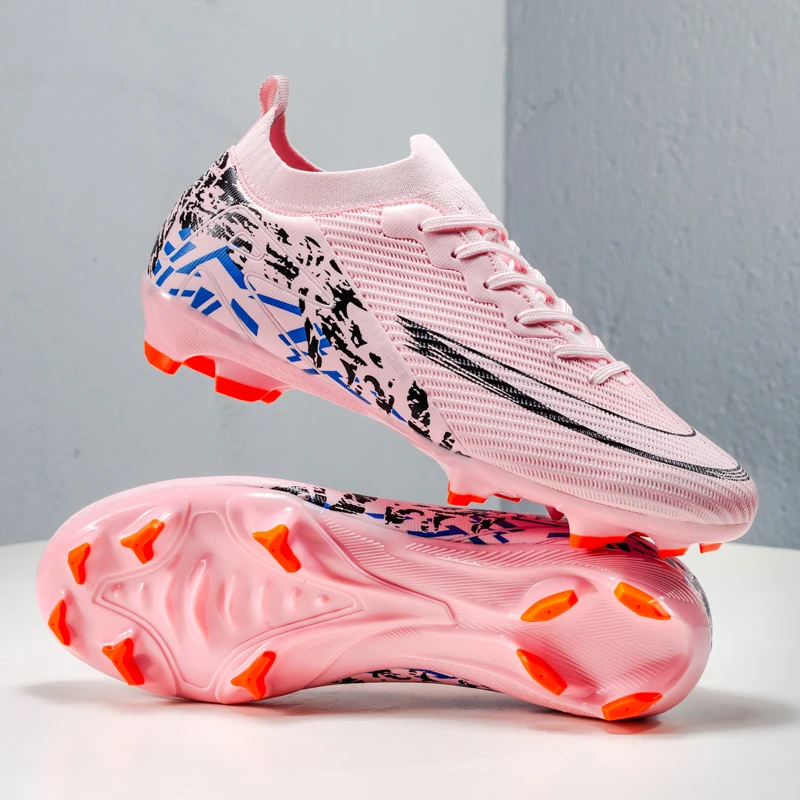 

2603Z Высококачественные мужские футбольные бутсы с нескользящей подошвой FG для тренировок, футбольные кроссовки для мальчиков и подростков, бутсы для игры на газоне Chuteira Campo 35-45