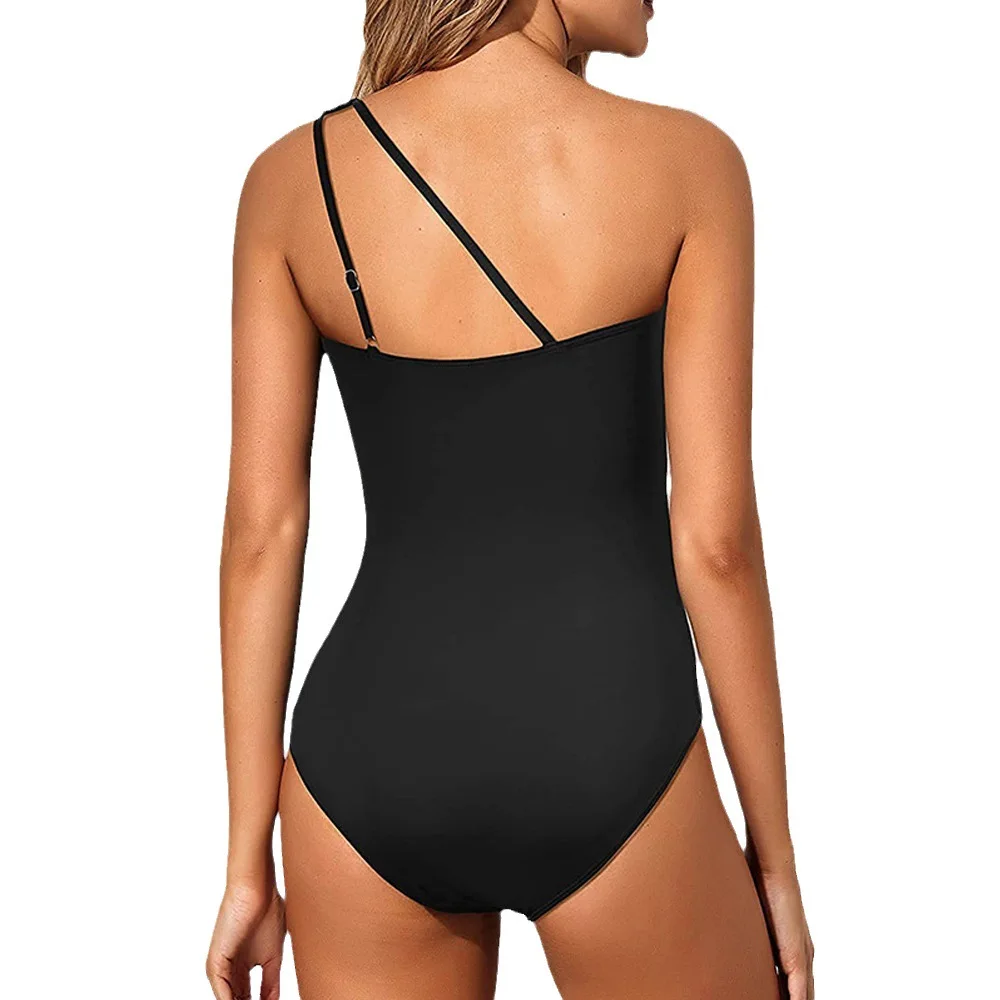Women Bikini New One-shoulder One-piece Tight Swimsuit Female Sexy Solid Color Backless Beach Holidays Bikinis