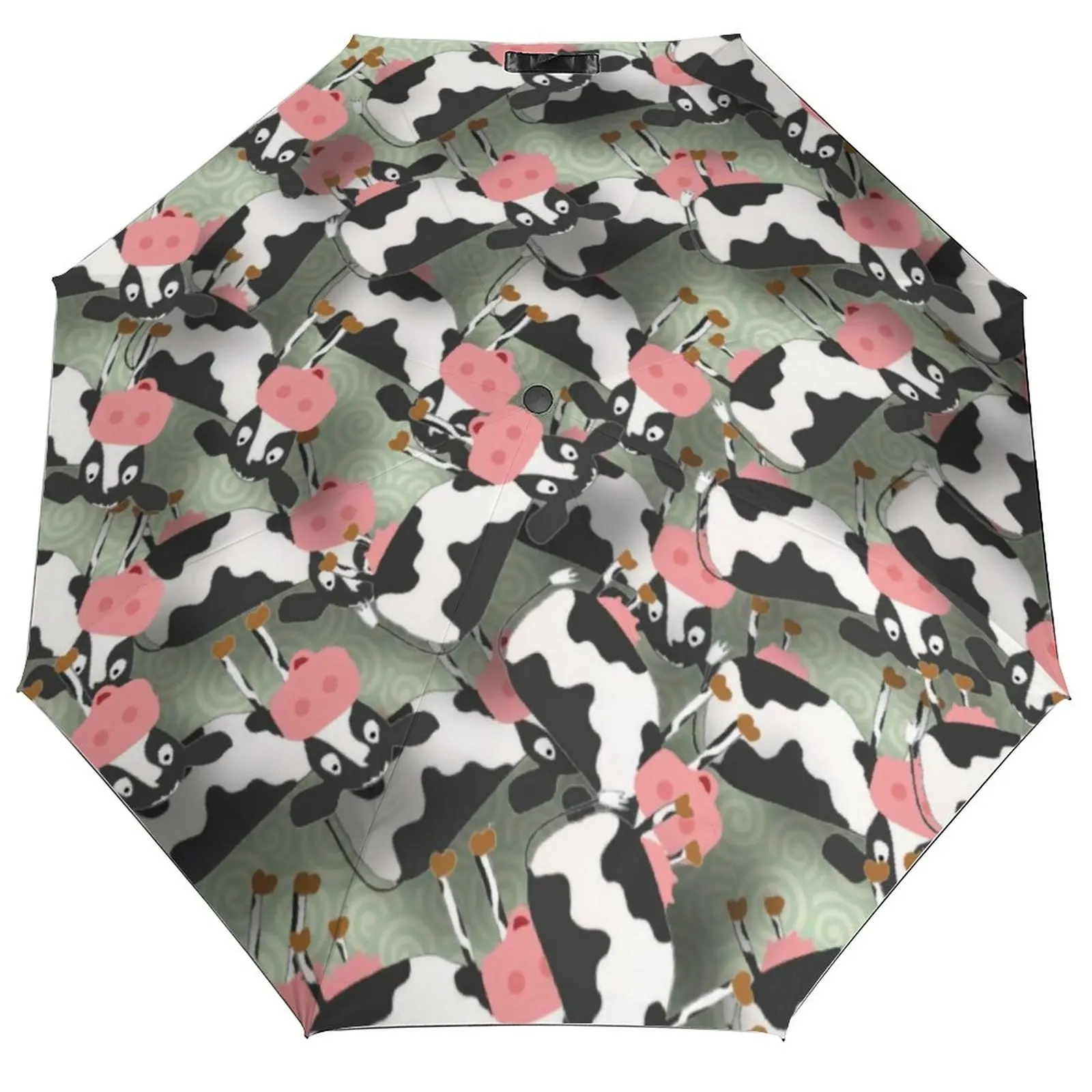 Cow Print Umbrella Abstract Animal Print Wind Proof Trekking Umbrella Mini Automatic Design Lightweight Umbrella