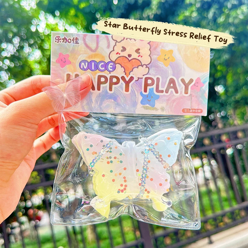 Sweet Cute Butterfly Squeeze Stress Relief Toy Cartoon Soft Mochi Decompression Toys Slow Rebound Squeeze Toy Hand Relax Gift