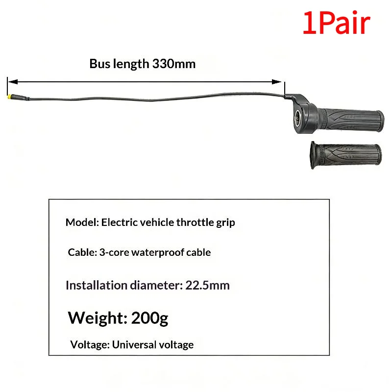 1 Pair 20X Scooter Speed Throttle Handle 12V To 72V For 22.2mm Handlebar Electric Bike Throttle With 3 Pin Waterproof Connector.