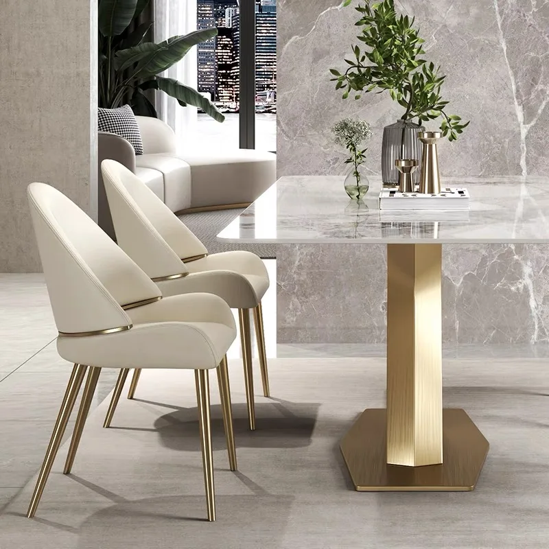 Salon White Nordic Dining Chair Velvet Modern Office Design Dining Chair Leather Gold Sillas Comedores Kitchen Furniture LK50CY