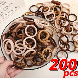 20-200pcs Basic Nylon Hair Rope Rings Kid Sweet Girls Khaki Brown High Elastic Ponytail Holders Ties Headbands Accessories 4.5cm