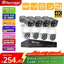 Techage HD 8CH 4K 8MP sistema di telecamere di sorveglianza Dual Lens PTZ POE Camera 8X Zoom AI Kit di sicurezza Video CCTV rilevamento umano