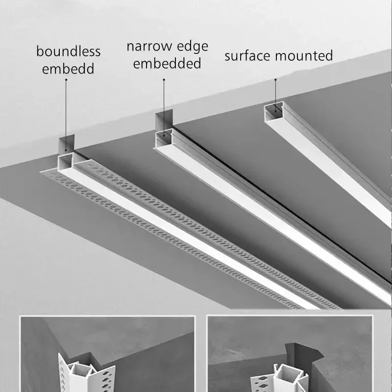 1.5M 4-12PCS LED Linear Light Boundless Embedded Lace Aluminum Profile Recessed Gypsum Board Line Lamp Indoor Decor Reflective