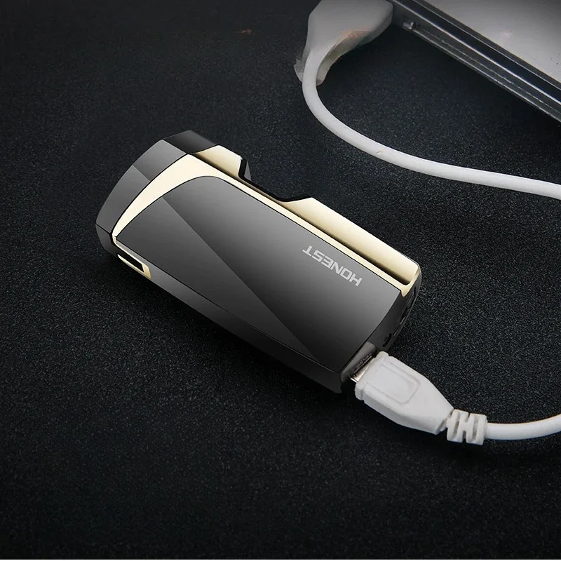 Luxury Metal Windproof Portable Dual Arc Electric Flameless Plasma USB Unusual Touch Sensing Lighter Outdoor Cigar Gift for Men