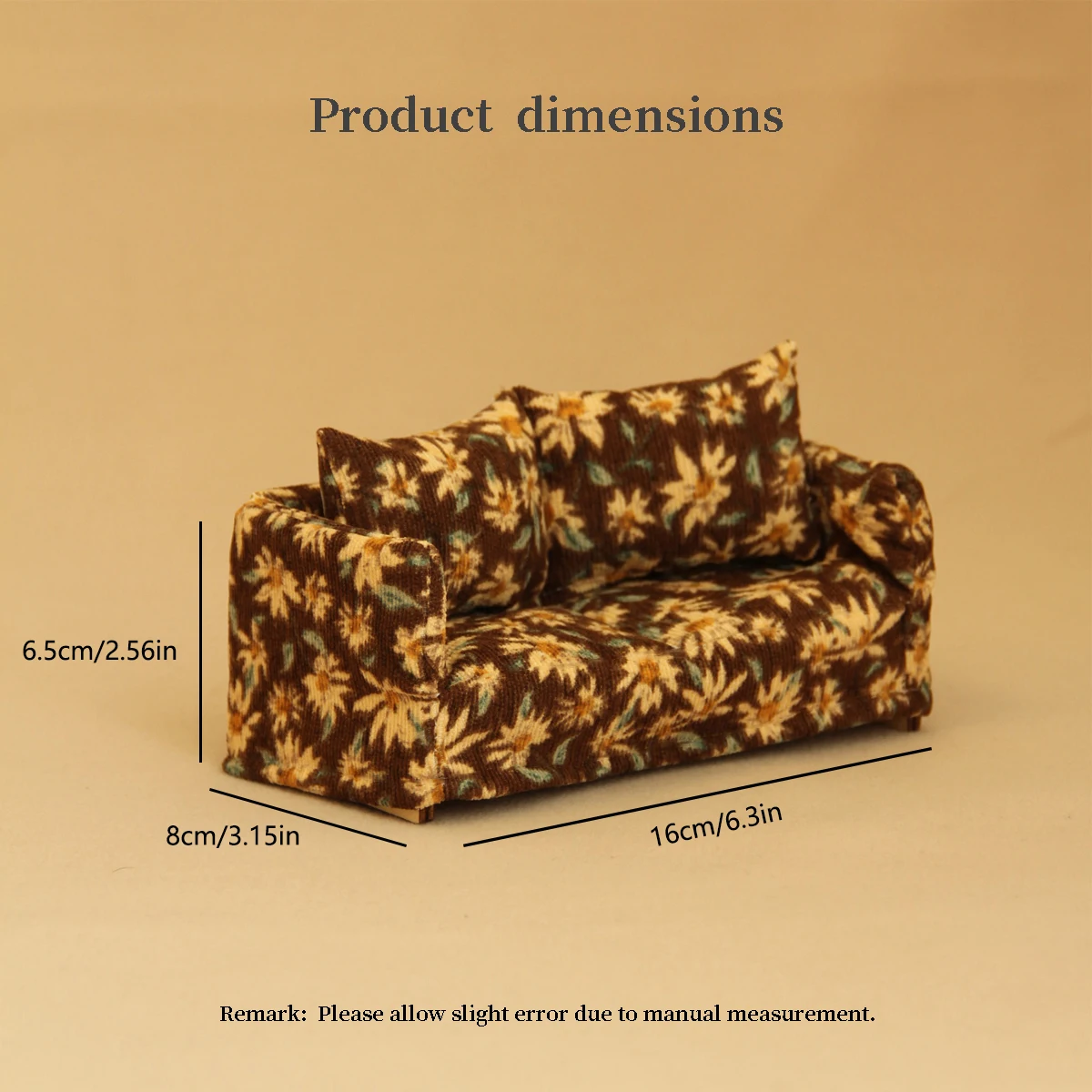 Muebles de casa de muñecas de simulación en miniatura, sofá doble de tela de madera 1:12 adecuado para muebles para el hogar de casa de muñecas