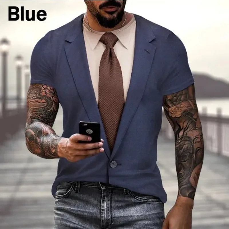 Fake Suit 3D T Shirt Tuxedo Bow Tie 3D Printed T-shirts Men Cosplay Men\'s Clothing Quality T-shirts Summer Streetwear Tops