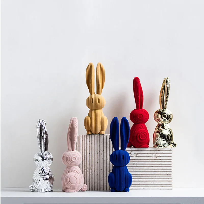 Creative Digital Rabbit Statue Ornaments Simple Modern Home Room Tv Cabinet Soft Decorations Children'S Room Cartoon Statue