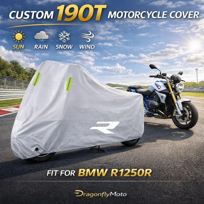 

For BMW R1250R R1200R R1150R R1100R R850R F900R Motorcycle Cover Silver Waterproof UV Rain Dust Sun Outdoor Indoor Protector