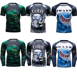 Men Rashguard Jiu Jitsu T-shirt MMA Compression Shirts Bjj Boxing Clothes Jerseys Sport Muay Thai Shirt New Rash Guard Fight Top