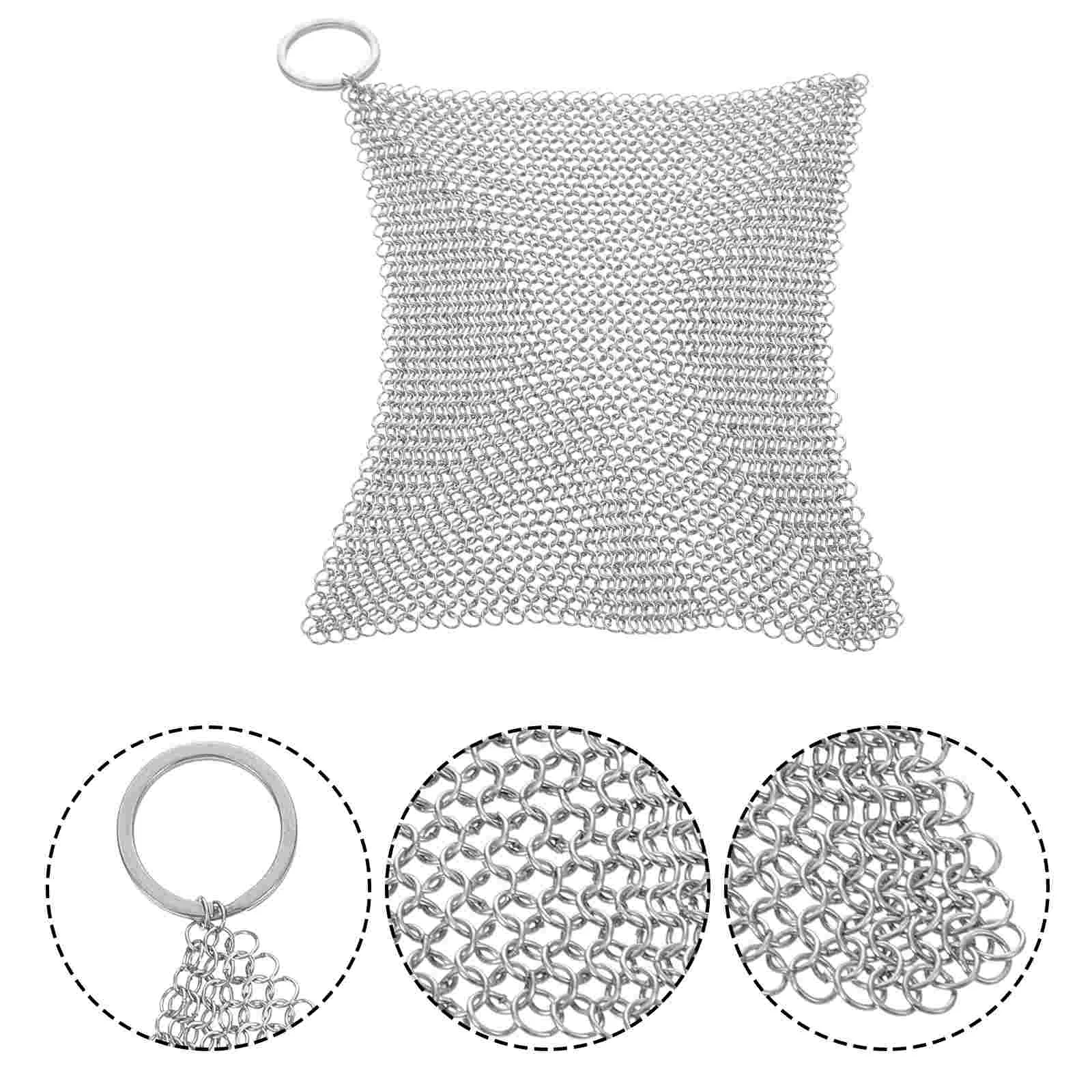 Skillet Cleaning Cleaner Scrubber Chain Kitchen Scrubbing Iron Cast Pad Dish Cloths Dishwashing Rug Dishcloths Scrub