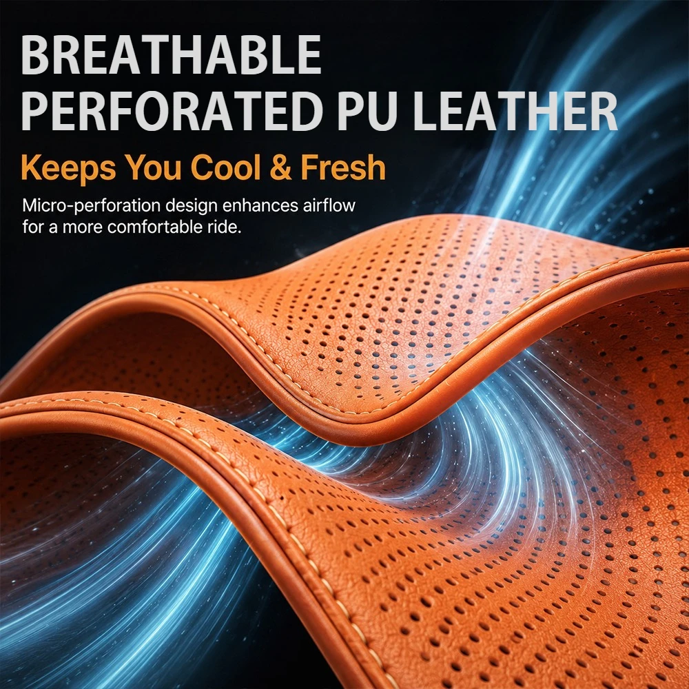 Car Headrest, Breathable Perforated Pu Leather Neck Support Pillow, Ergonomic Wrap-Around Neck Protection Design, Soft and Comfortable Car Seat Pillow, Suitable for Daily Driving and Travel in Sedans and Suvs