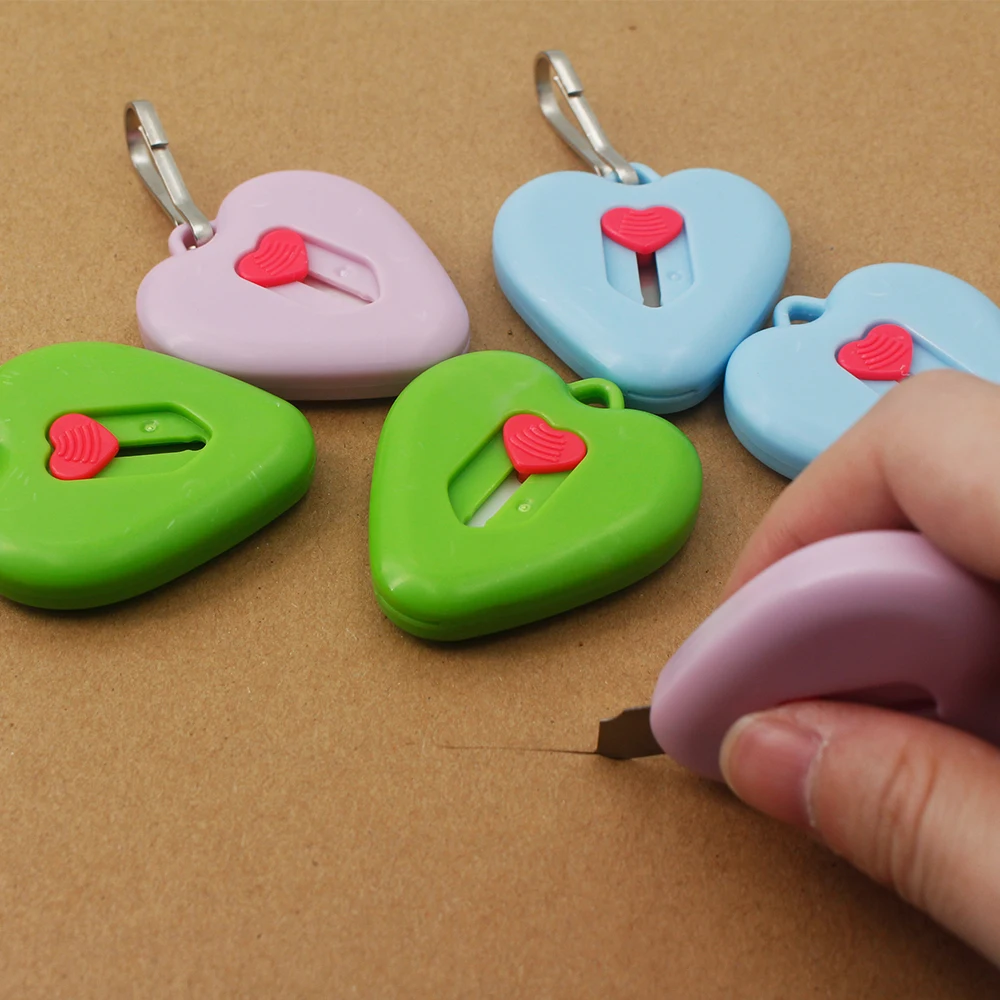 Pink/blue/green 3 colors heart shape portable cute mini steel-blade/Ceramics-Blade Utility knife Unboxing tools