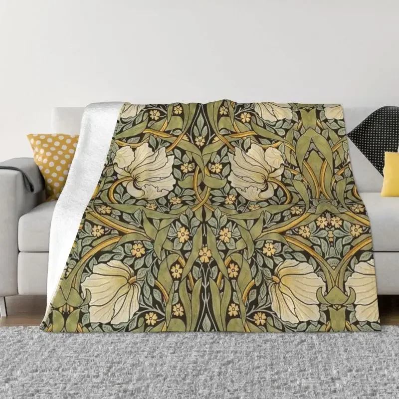 William Morris Pimpernel Blanket Warm Fleece Soft Flannel Floral Textile Pattern Throw Blankets for Bed Sofa Travel Autumn