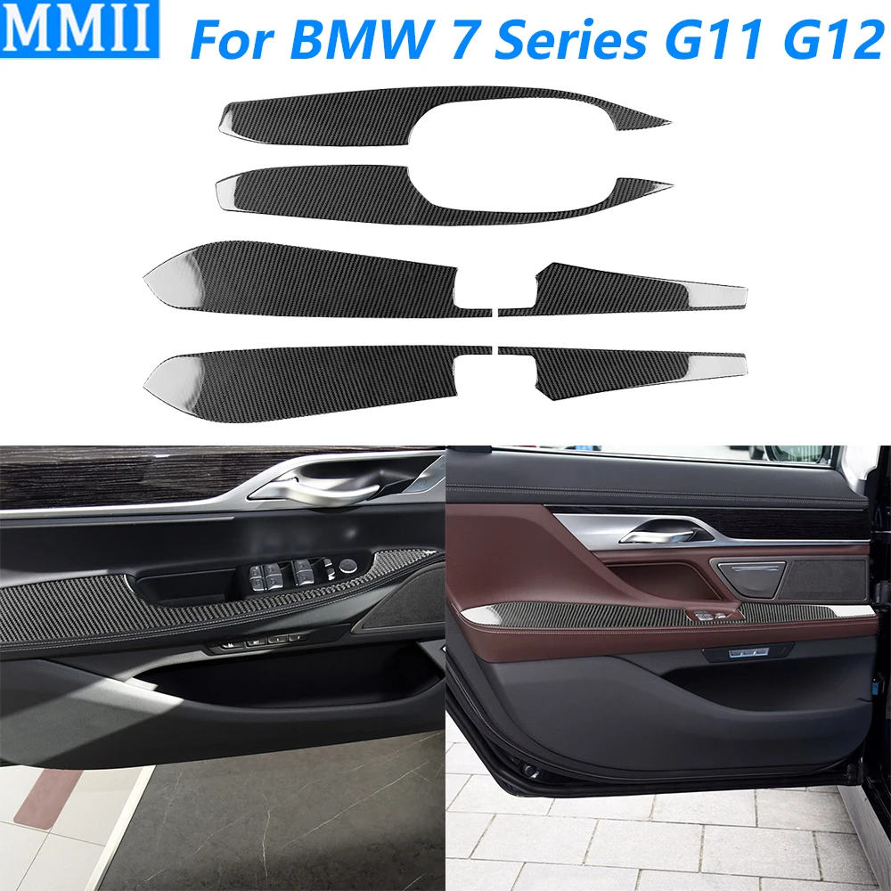 For BMW 7 Series G11 G12 2015-2022 Carbon Fiber Front Rear Door Armrest Panel Decorative Cover Car Accessories Interior Sticker