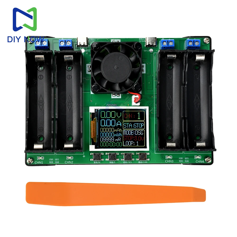 Capacidade da bateria 18650 de 4 canais 3S e testador de resistência interna com função de teste de carga eletrônica suporte de bateria 21700