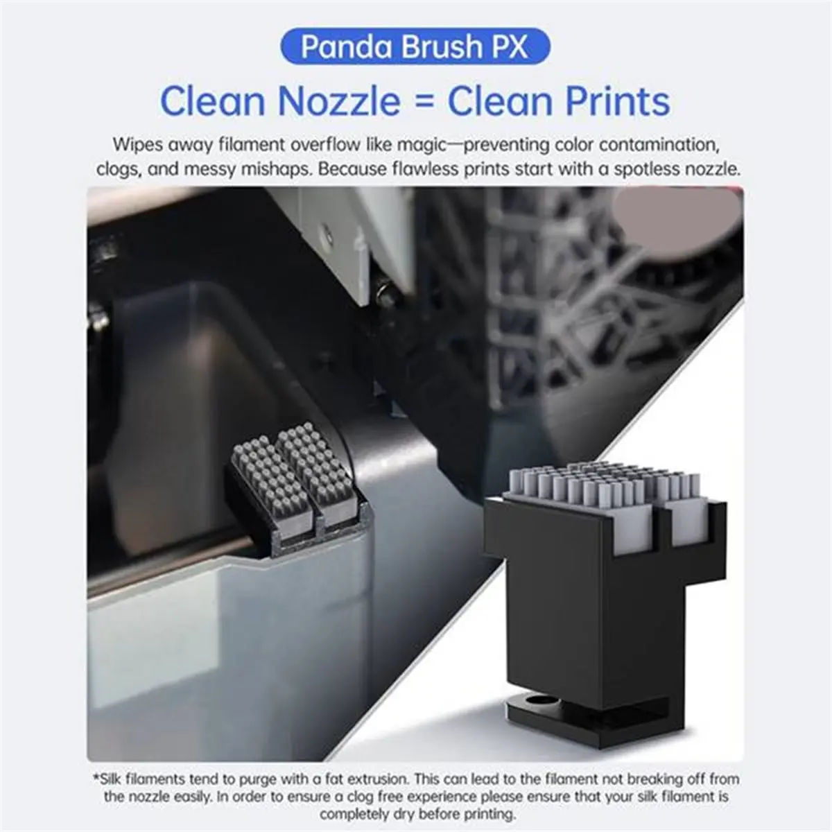 ^DT906~~Panda Brush Silicone Nozzle Wiper Kit for P1 X1 Essential 3D Printer Cleaning Accessories