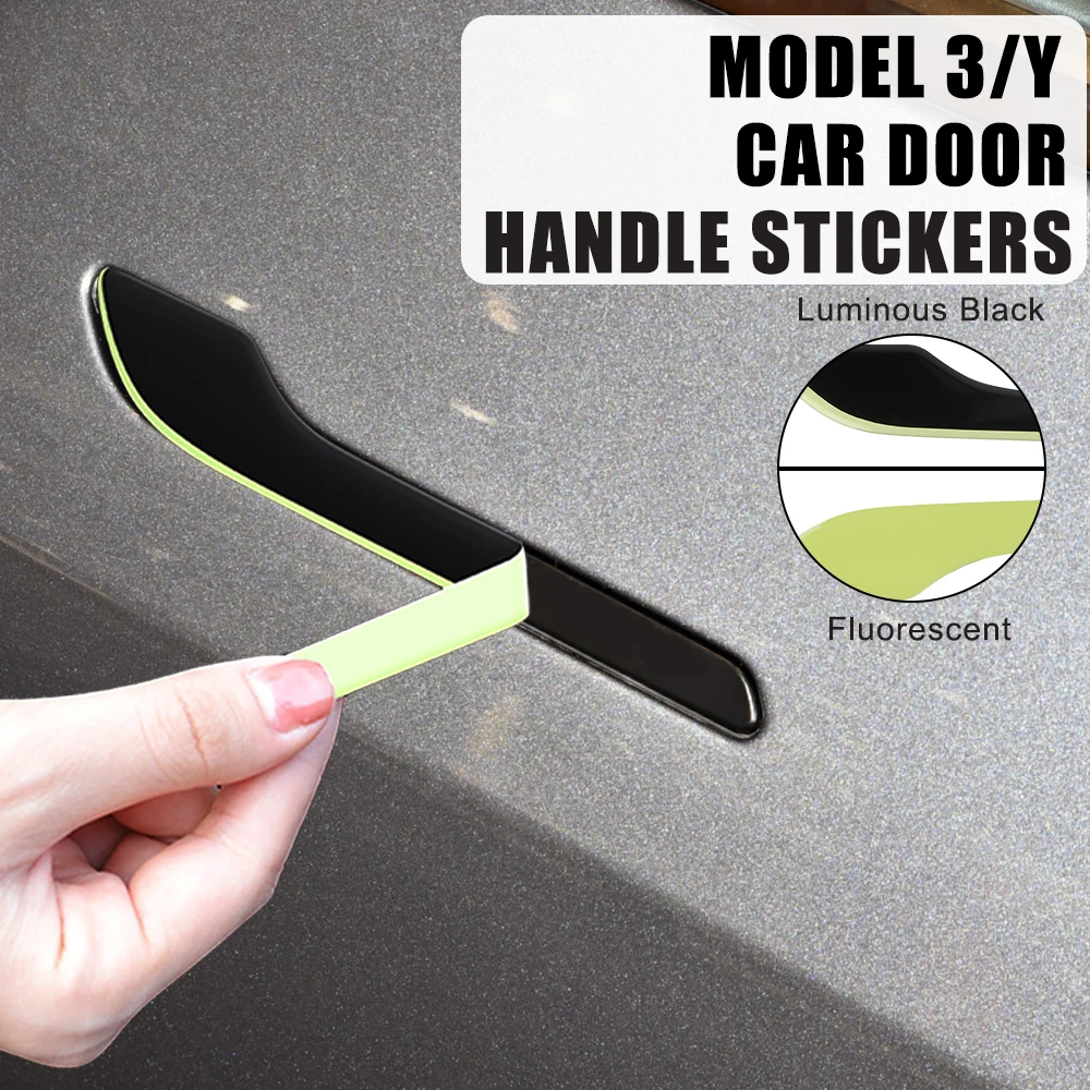 Protector Sticker Door Handle Cover Auto Styling Accessorie Car Sticker 2022 Luminous Handle Kit For Tesla Model 3 Model Y