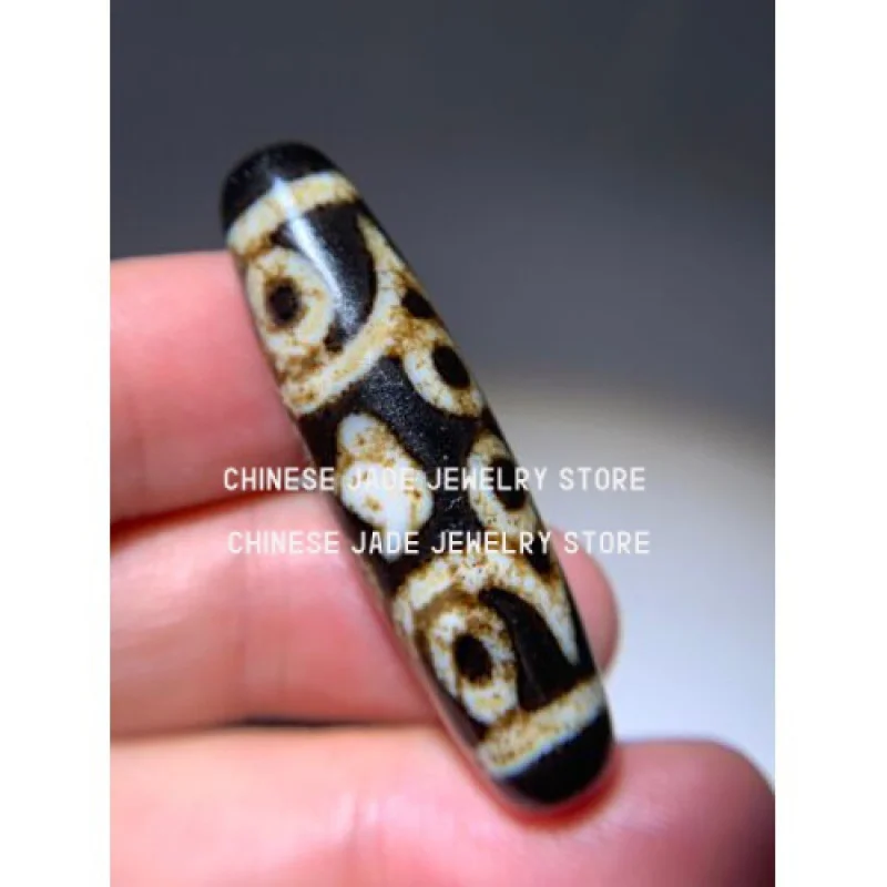 

Tibetan Old Agate Dzi Bead " Special 12 Eyes " Amulet Pendant 43.5mm x 12mm