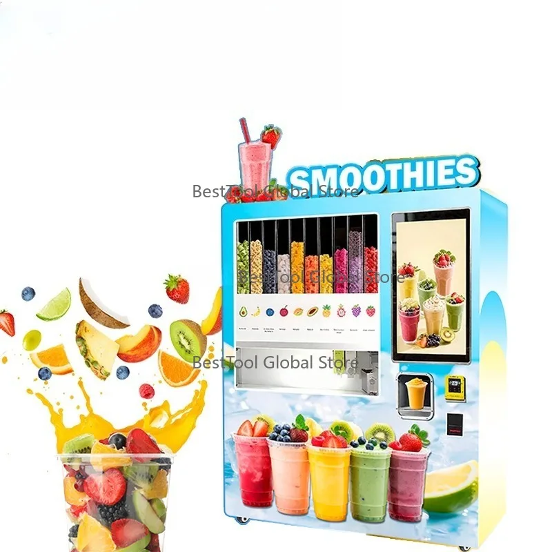 Full A-utomatic Com-mercial Healthy Fruit Smo-othie Ven-ding Machine with S-DK POS Integration Custom Graphics-M-etalTouchscreen