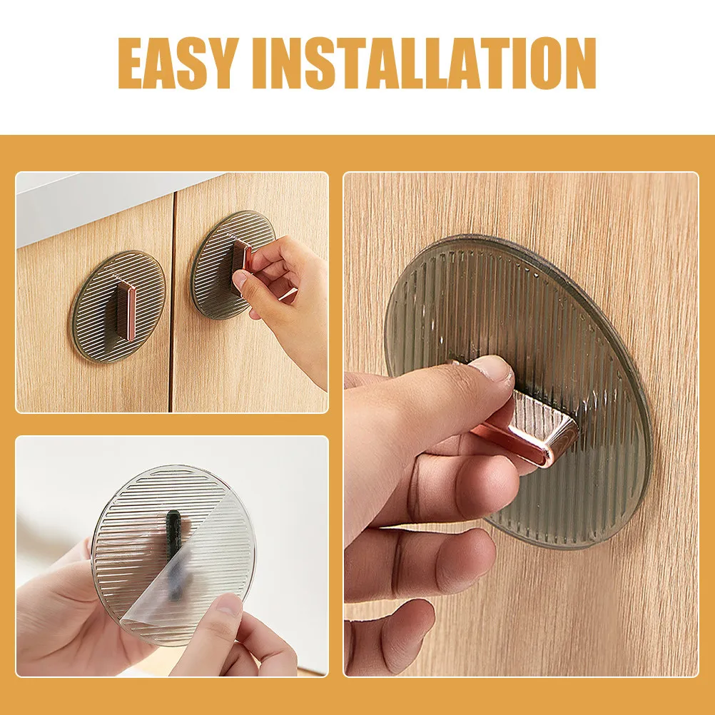 4Pcs Adhesive Drawer Handles Sticky Cabinet Pulls No Drilling Self Stick Kitchen Door Pull Handles for Wardrobe Glass Sliding