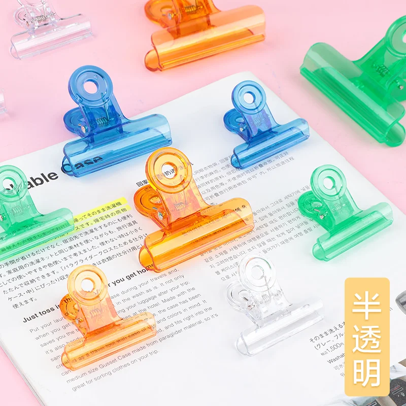 10pcs Transparent Clip Color Strong Bill Stationery Materials Fixed Round Head Clip Organizer Office Supplies School Supplies