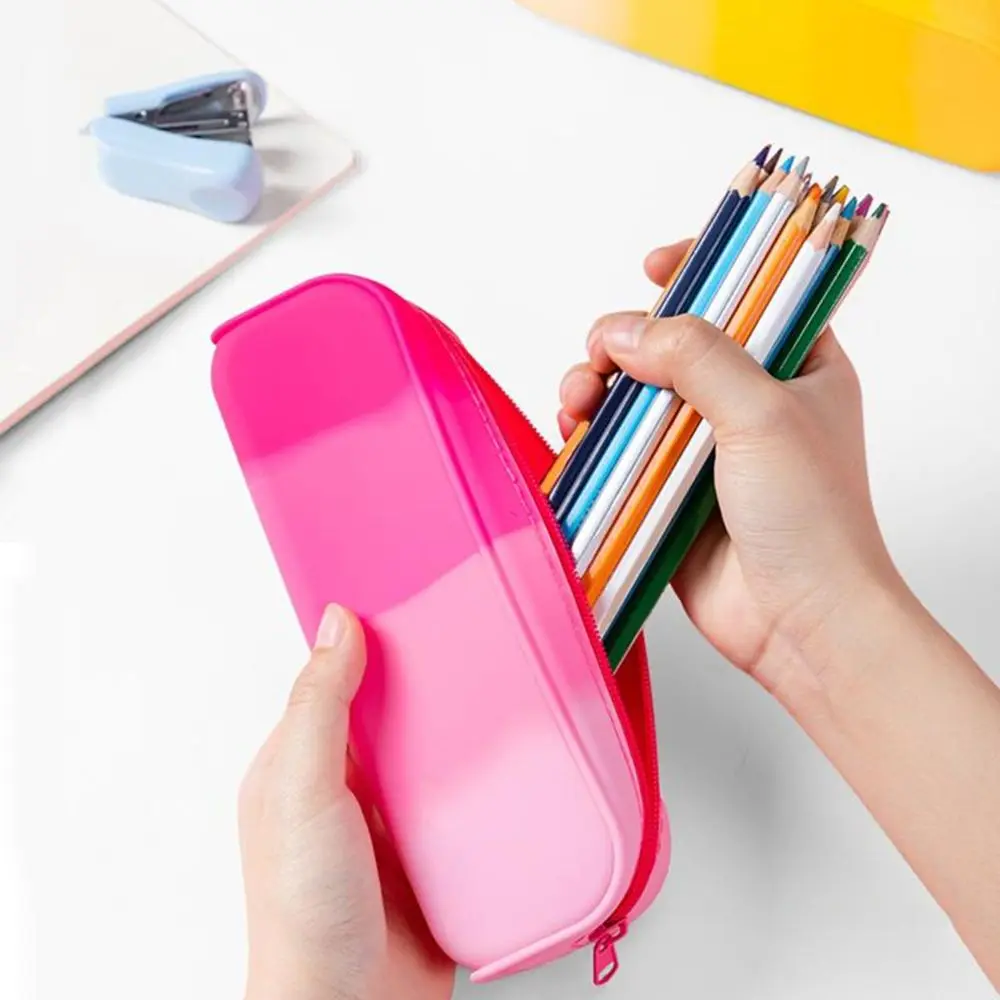 Sac à stylos en silicone souple créatif, étui à crayons de grande capacité, document nickel é, fournitures d'apprentissage multifonctionnelles, sac de rangement pour stylos