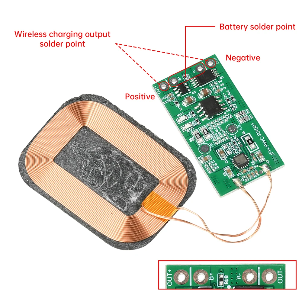 5W Kabelloses Ladeempfängermodul 3,7V Batterie-Lade- und Entladefunktion für Batterie-Schreibtischlampe und Kopfhörer-Modifikation – Detail 9