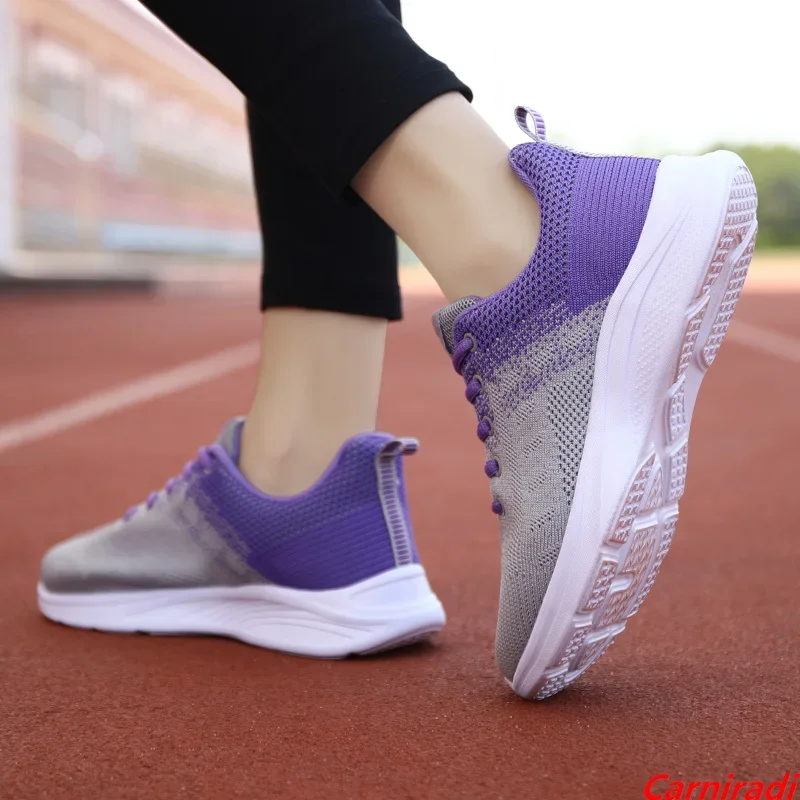 Lightweight Flying Weave Breathable Running Shoes Women Outdoor Sport Baskets Casual Sneakers Ladies Non-slip Flat Jogging Shoes