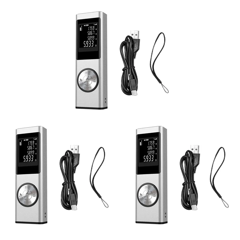ABFY-3Pcs 40M Smart Digital Laser Distance Meter Range Portable Rangefinder Range Finder Mini Handheld Distance