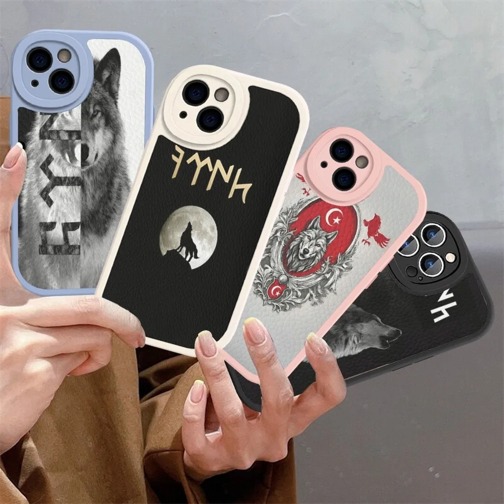 

Turkish Language Bozkurt Gray Wolf Phone Case Hard Leather For IPhone 16 15 14 13 12 Mini 11 14 Pro Max Xs X Xr 7 8 Plus Fundas