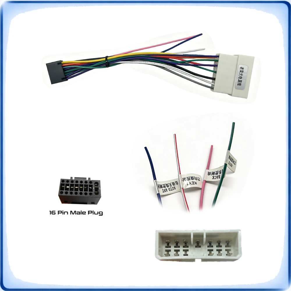 13Pin to 16Pin Car Radio Wiring Harness Adapter for Wuling Rongguang Old Model Stereo Power Cable