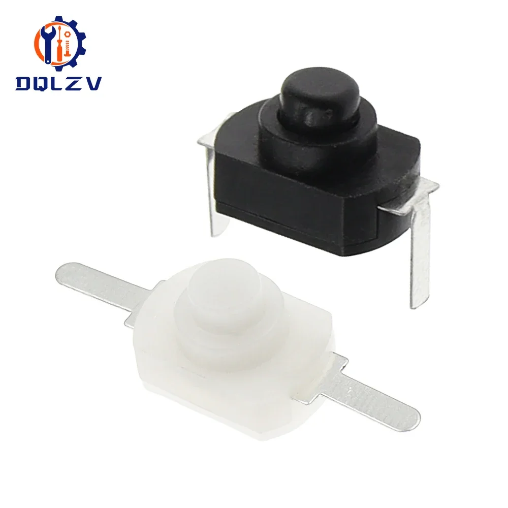 Interruptor de linterna de 12x8MM, Mini interruptor de botón de encendido y apagado, 1208YD, autobloqueo para antorcha eléctrica, CC 30V, 1A, negro