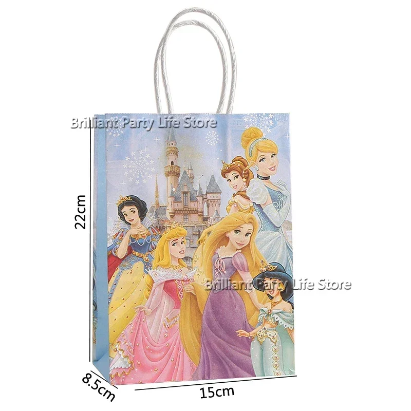 Disney Six Princess Paper Candy Bag Box Kids Birthday Party Decor Princess Snow White Belle Cinderella Aurora Gift Box