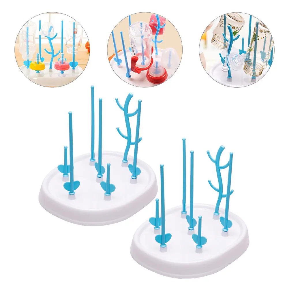 

2Pcs Baby Bottle Drying Rack PP Material Detachable Upright Drying Stand for Bottles Cups Glass Feeding Accessories Nursery