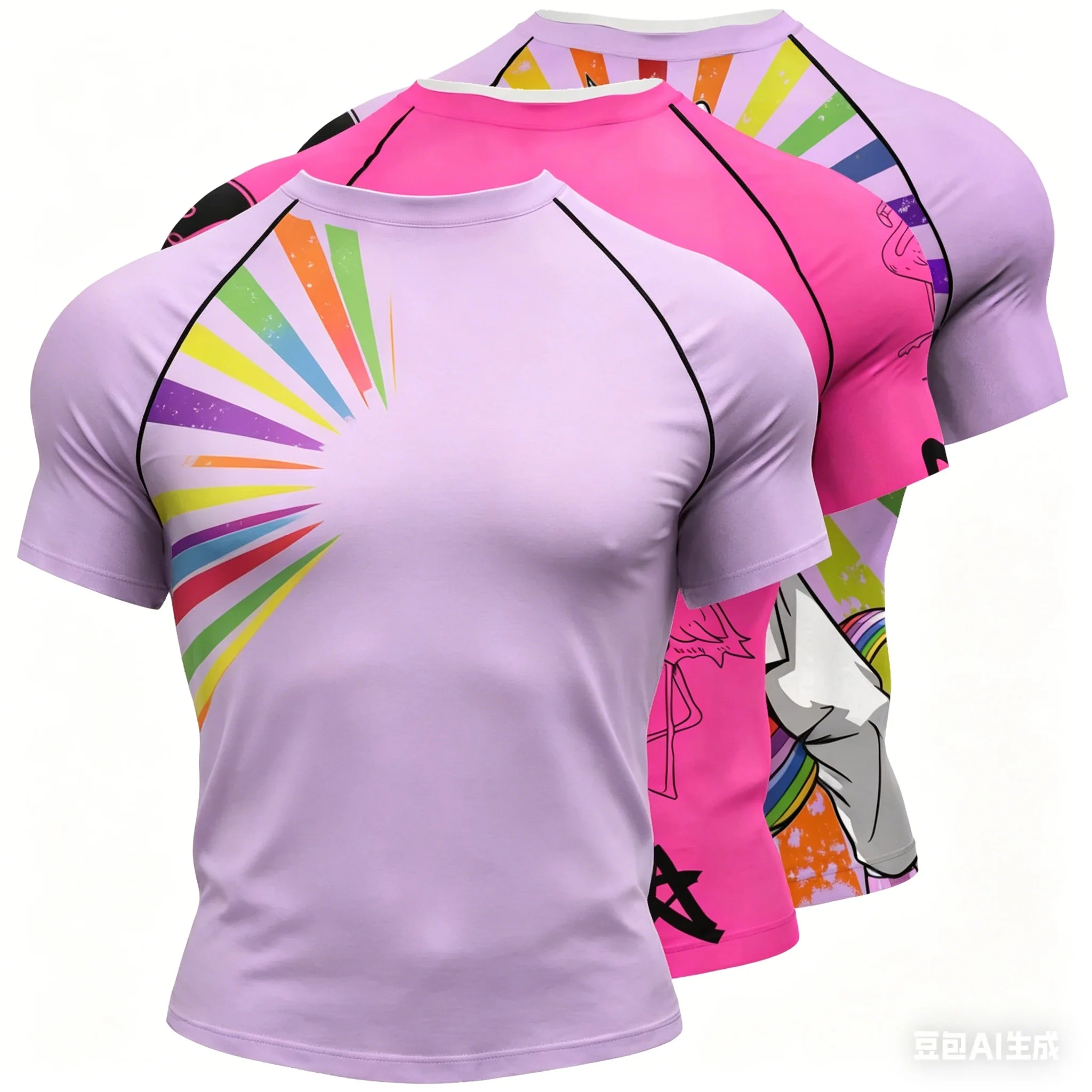 2026 Sommer Herren Farbiger Print Rashguard Feuchtigkeitsableitendes Kompressions-T-Shirt Langlebige Sportbekleidung für Kindertraining