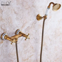 Wall Mount Bathtub Faucet with Handheld Spray Tub Filler  Shower Antique Bronze Bathroom Tub Shower System Black