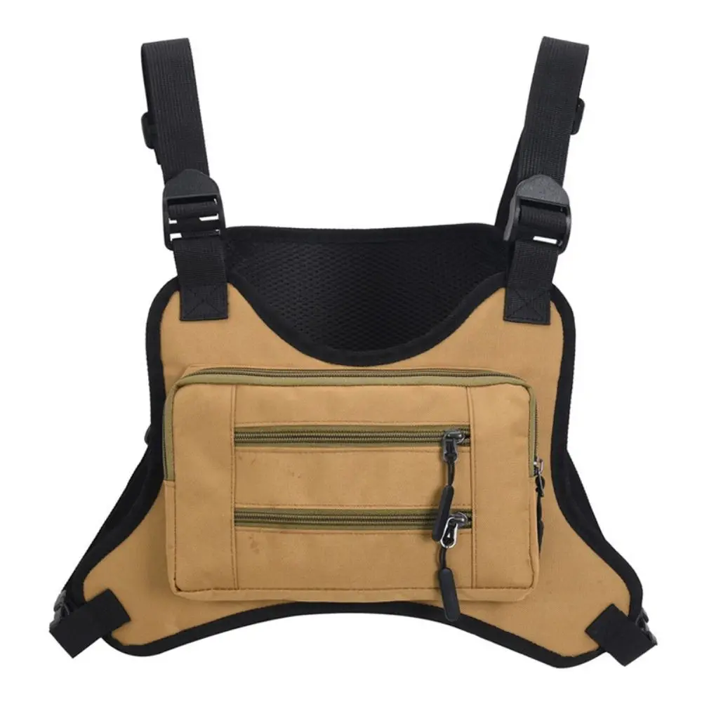 Adjustable Sports Vest Bag Multi-functional Lightweight MOLLE Chest Bag Water Resistant Oxford Cloth Running Vest Bag Women