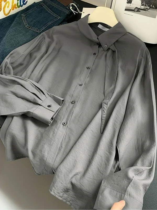 

Casual Sle Women's irt Korean High-End Loose Fit Color Top Design Autumn New Arrival Faionable Versatile Workwear