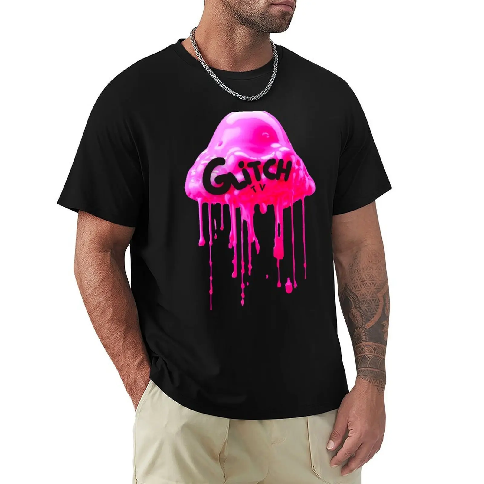 Glitch TV logo T-Shirt Basic Casual Short Sleeve Cotton Shirt